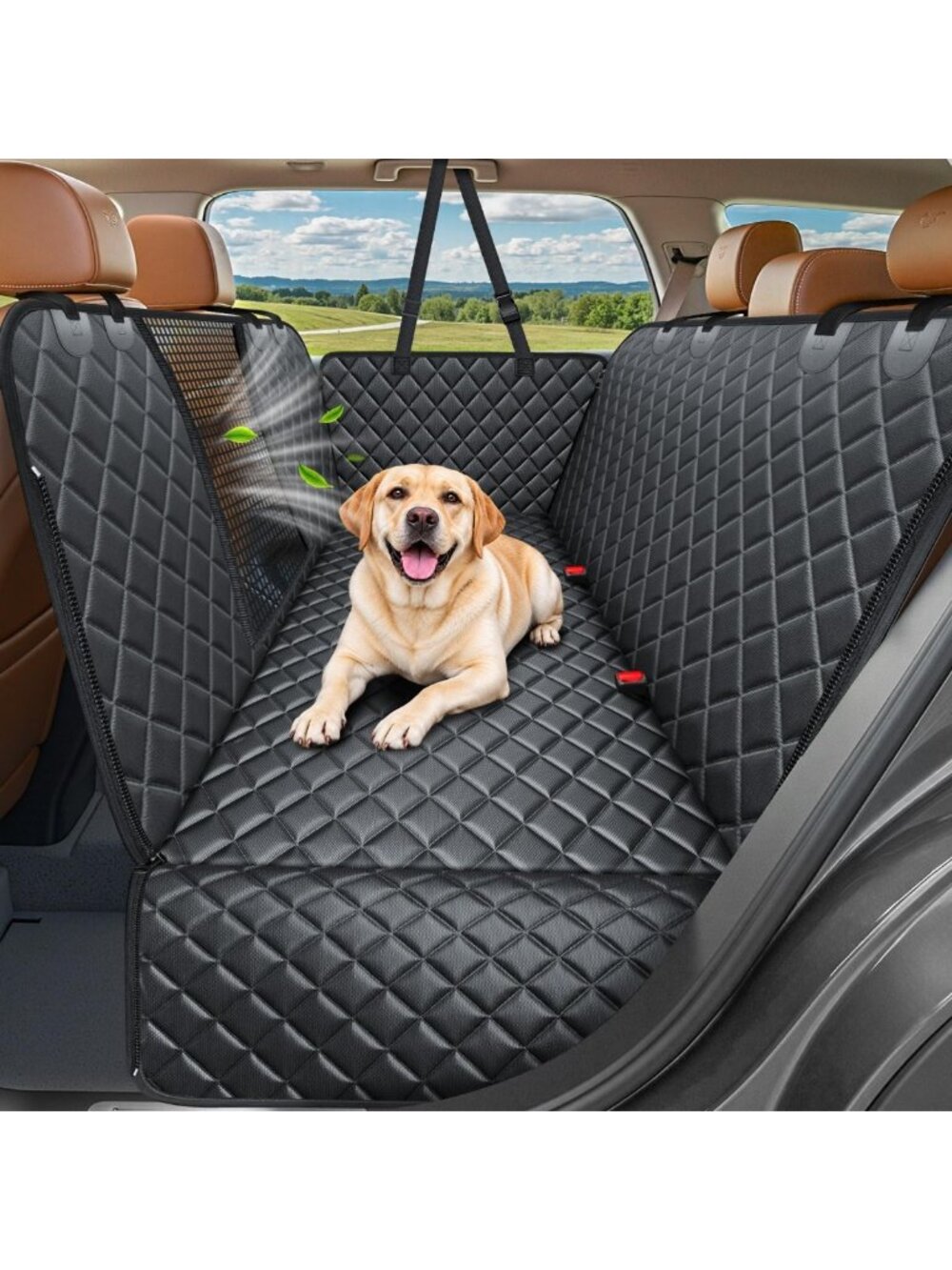 Waterproof 4-in-1 Dog Car Seat Cover Hammock for Back Seat - Pet Travel